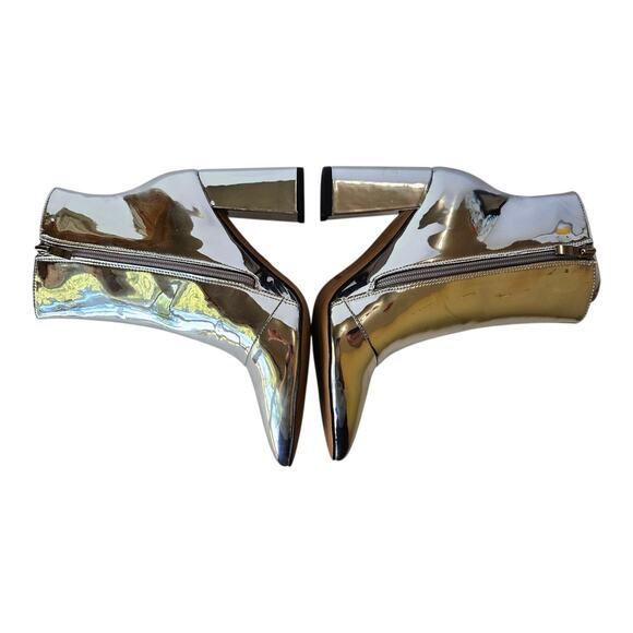 MATIKO Women 7 Lucinda Boots Silver Metallic Mirror Pointed Toe Block Heel NEW - Picture 7 of 11